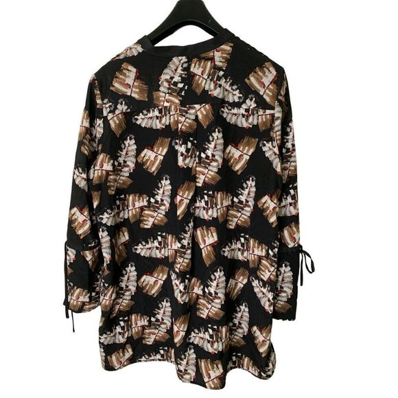 Lafayette 148 100% silk Desra Impasto Leaf-print blouse top women's size XL - Picture 3 of 6